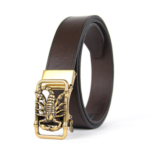 Kožený opasok s automatickou prackou GOLD SCORPION - Image 2