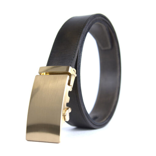 Pánsky kožený opasok s automatickou prackou BRUSHED GOLD - Image 4