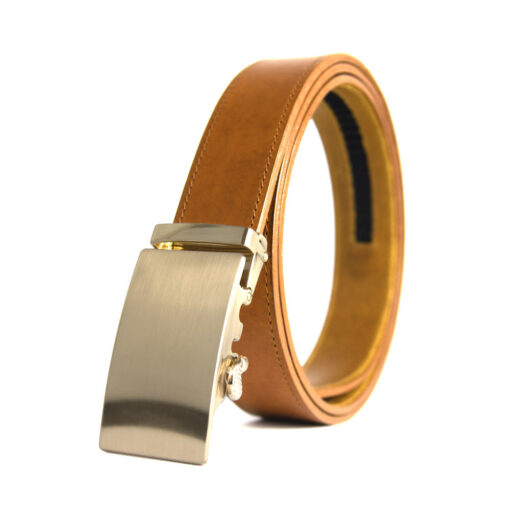 Pánsky kožený opasok s automatickou prackou BRUSHED GOLD - Image 3