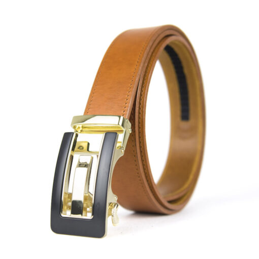 Pánsky kožený opasok s automatickou prackou GOLD BOX - Image 3
