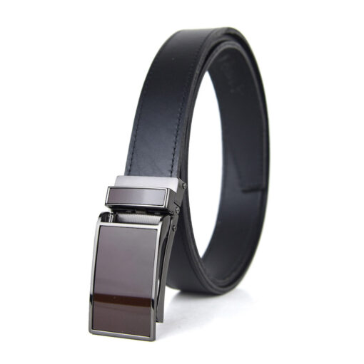 Pánsky kožený opasok s automatickou prackou GLOSSY BROWN