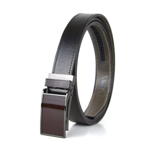 Pánsky kožený opasok s automatickou prackou GLOSSY BROWN - Image 3