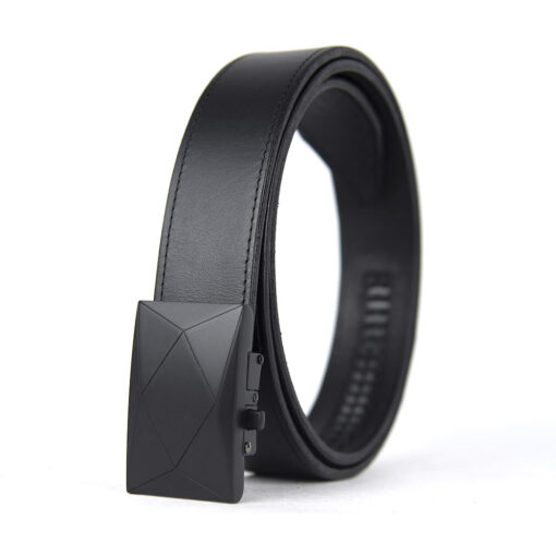 Pánsky kožený opasok s automatickou prackou BLACK POLYGON