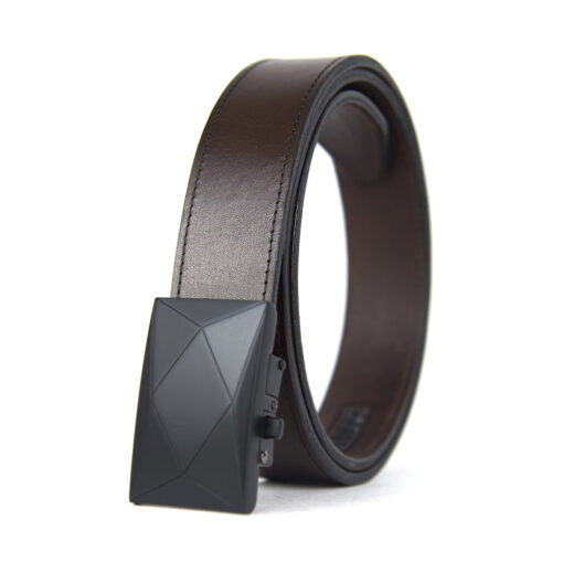 Pánsky kožený opasok s automatickou prackou BLACK POLYGON - Image 2