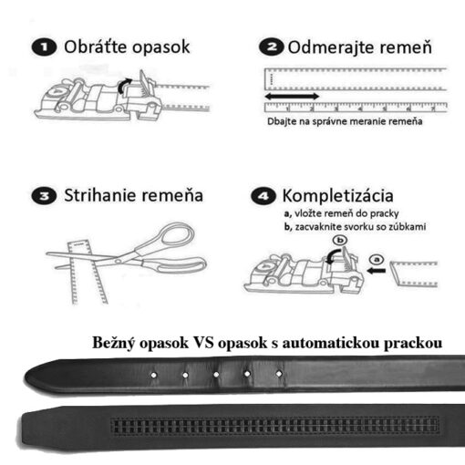 Pánsky kožený opasok s automatickou prackou BLACK - Image 7